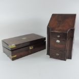 A George III mahogany stationery box, the interior with stellar inlay, 38cm tall,