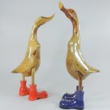 A wooden model of a duck, 49cm tall,