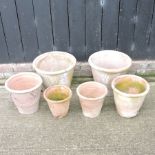 A collection of six various terracotta pots,