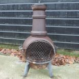 A metal chiminea,