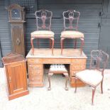 A Victorian pedestal desk, 121cm, together with an Edwardian pot cupboard,