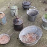 A collection of galvanised buckets etc