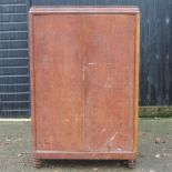 An early 20th century burr yew double wardrobe,