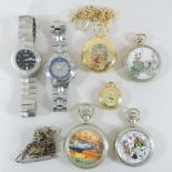 A collection of decorative pocket watches,
