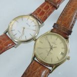 An Omega Seamaster gentleman's wristwatch, on a brown leather strap,