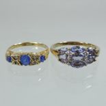 An 18 carat gold sapphire and diamond ring,