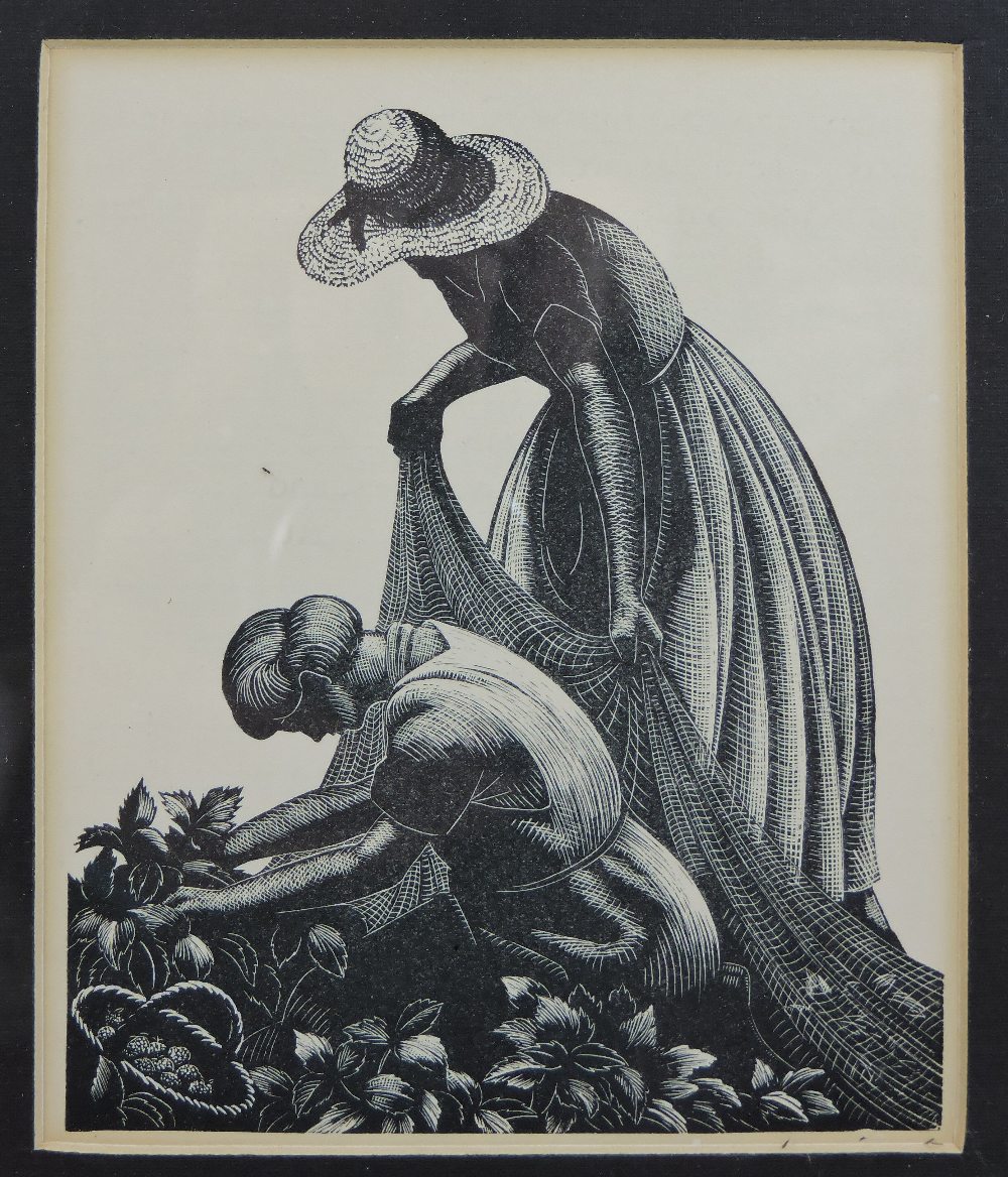 Clare Leighton (*ARR), 1898-1989, British/American, fruit pickers, woodblock print, - Image 3 of 4