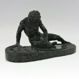 A carved green marble figure of the dying Galatian, after the antique,