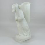 A carved white alabaster figure group,