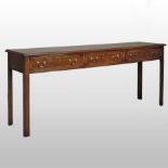 A George III style burr walnut and yew wood crossbanded side table,