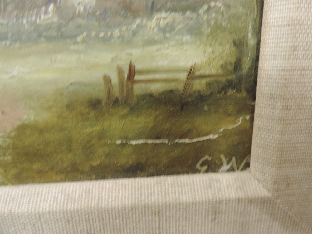 G W, 19th century, landscape with figures angling, together with another landscape, - Image 3 of 6