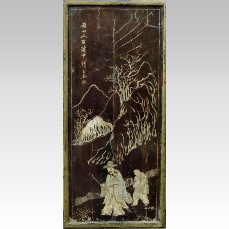 An antique oriental lacquered screen,