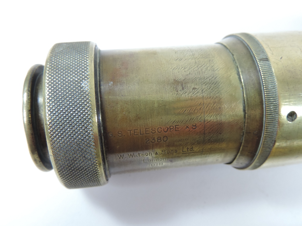 A World War I brass sighting telescope, inscribed W. Watson and sons Ltd. - Image 7 of 7