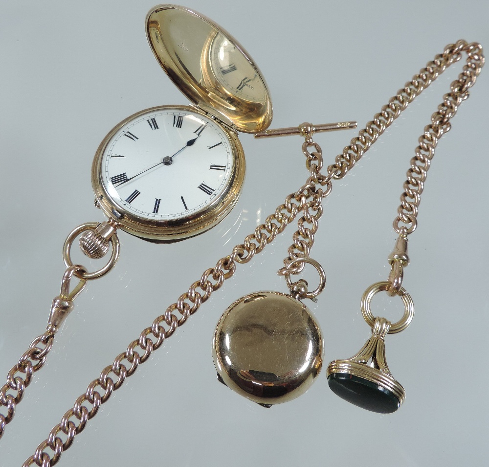 An early 20th century 9 carat gold cased full hunter pocket watch, - Bild 2 aus 3