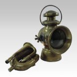 An early 20th century Lucas brass automobile lamp, circa 1915,