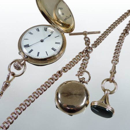 An early 20th century 9 carat gold cased full hunter pocket watch,