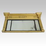 A Regency carved pine and gilt gesso framed over mantel mirror,