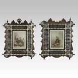 A pair of late 19th century Moroccan turned wooden photograph frames,