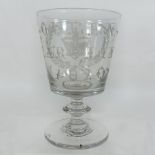 A George IV etched glass rummer, of plain shape on a knopped stem,