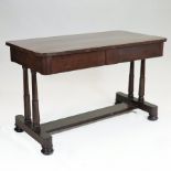 A William IV mahogany library table, of rectangular shape, containing a pair of frieze drawers,