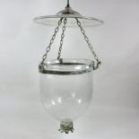 A 19th century brass mounted glass light shade, with etched decoration,