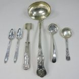 A 19th century silver sifting spoon, together with a Danish silver spoon,