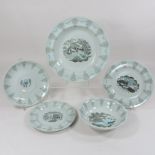 A collection of five 1930's Wedgwood Travel pattern table wares, designed by Eric Ravilious,