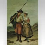 Italian School, 19th century, a young fisherman and his companion, signed indistinctly,