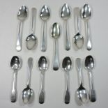 A set of five George III silver Old English pattern dessert spoons, by Peter and William Bateman,