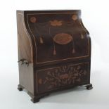 A Dutch style floral marquetry and satinwood inlaid stationery box, with a fitted interior,