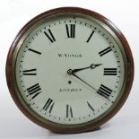 A 19th century mahogany cased dial clock, the white enamel dial signed W.