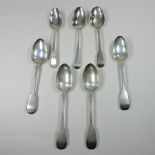 A set of four Victorian silver fiddle pattern table spoons,