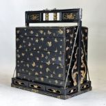 A Chinese black lacquered wedding dowry chest,