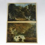 Continental School, 19th century, wooded landscape with waterfall, oil on panel,