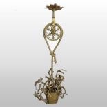 An early 20th century gilt metal three branch ceiling light,