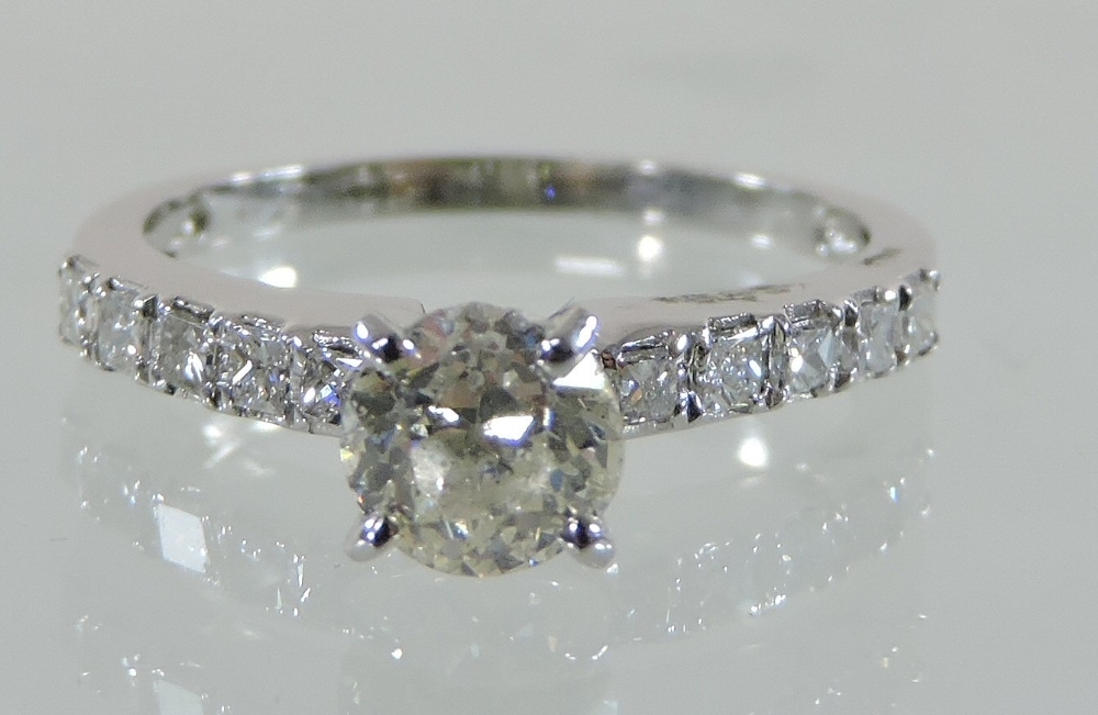 An 18 carat white gold diamond solitaire ring, approximately one carat, - Image 4 of 4