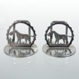A pair of early 20th century silver menu holders, of shooting interest,