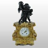 A 19th century French ormolu and bronze figural mantel clock,