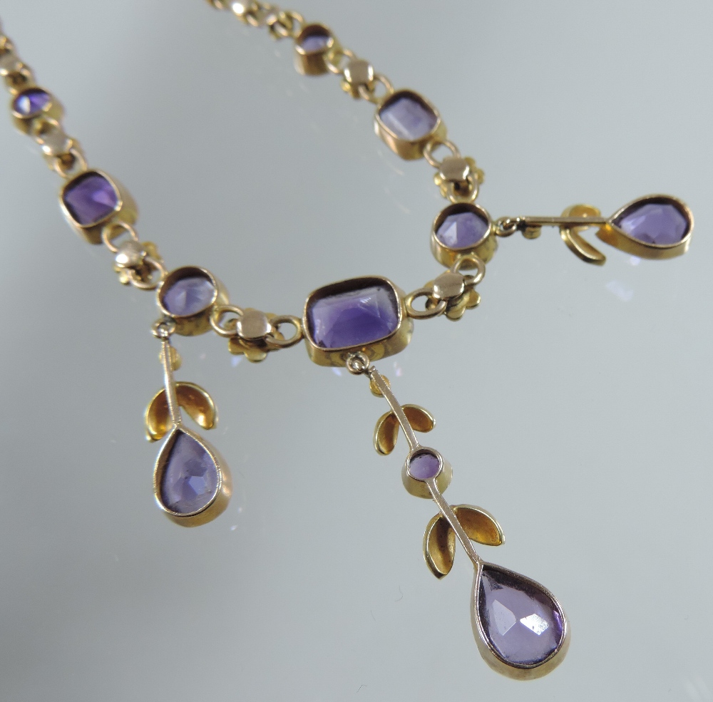 An Edwardian seed pearl and amethyst necklace, - Image 7 of 7