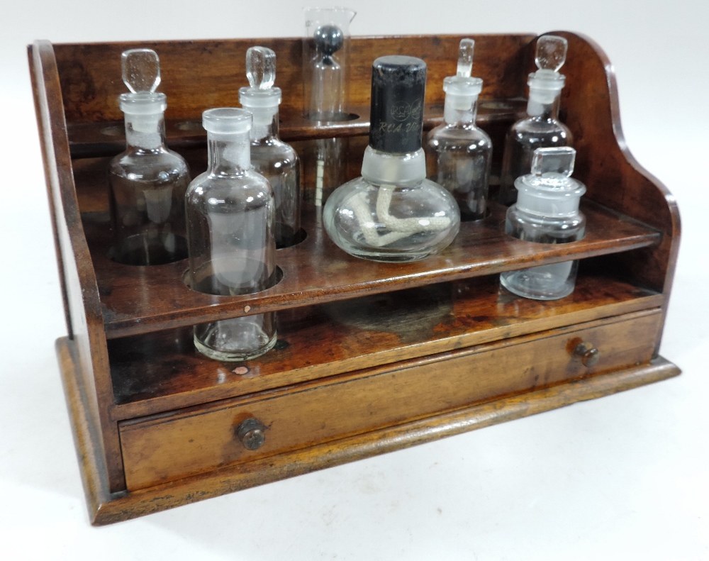 A 19th century mahogany apothecary stand, containing seven various glass jars, with a drawer below, - Bild 8 aus 16
