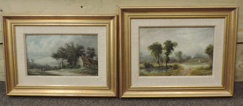 G W, 19th century, landscape with figures angling, together with another landscape, - Image 2 of 6