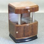 An Art Deco style marble top bedside cabinet,