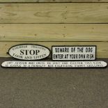 A painted metal sign, 83cm,