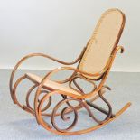 A Thonet style bentwood rocking chair,