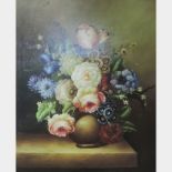 Continental School, 20th century, still life flowers, oil on canvas,