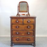 A Victorian mahogany chest, 96cm, together with a toiletry mirror,