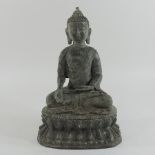 A bronze figure of a seated Thai buddha,