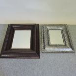 A wall mirror, 80 x 90cm, together with a silver painted wall mirror,