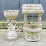 A wishing well garden ornament, 58cm tall,