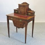 A 19th century rosewood and satinwood marquetry bonheur du jour, on square tapered legs,